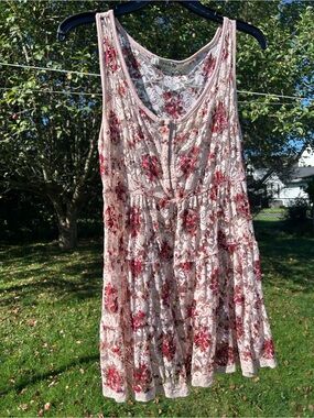 2010s Forever 21 Pink Floral Lace Tank Dress
